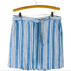 Tommy Hilfiger blue white linen coastal striped preppy nautical tie skirt 14